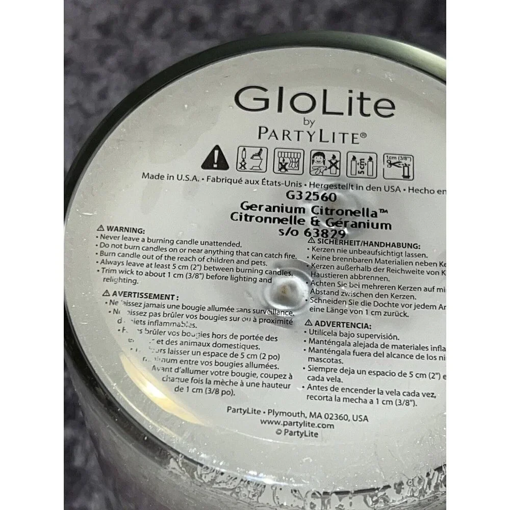 PARTYLITE Glo-Lite Jar Geranium Citronella Candle New in Box P2E/G26560 - Picture 9 of 9